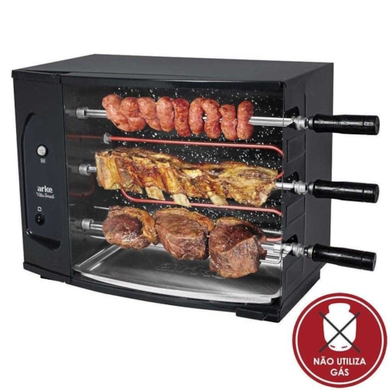 Assador Elétrico Vitta Smart 3 Espetos Preto Assador Elétrico Vitta Smart 3 Espetos Preto