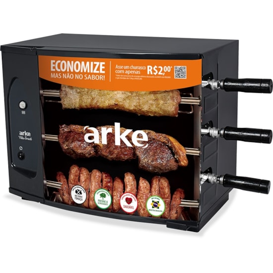 Assador Elétrico Vitta Smart 3 Espetos Preto Assador Elétrico Vitta Smart 3 Espetos Preto