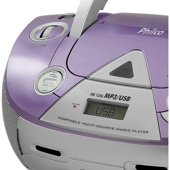 Áudio Cd Portátil Pb126l Usb Mp3 Philco Lilas Áudio Cd Portátil Pb126l Usb Mp3 Philco Lilas