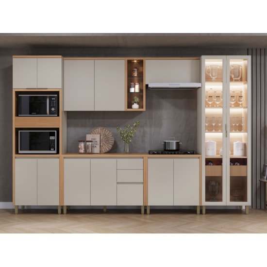 Balcão 120Cm Allure Linea Brasil Jequitiba/Gris Fosco