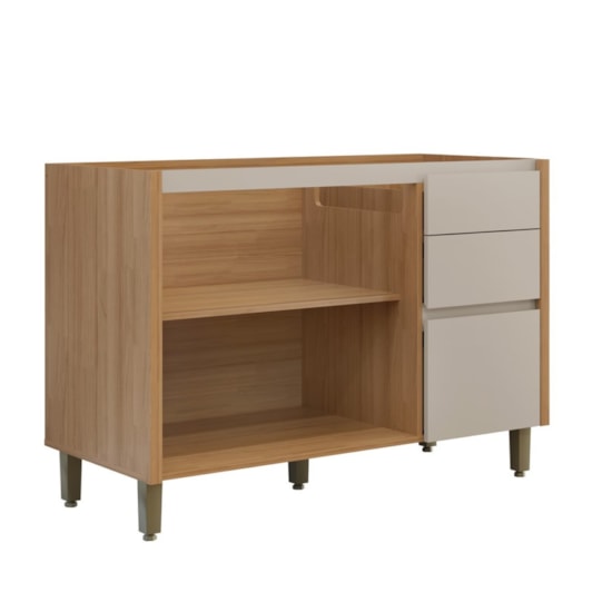 Balcão 120Cm Allure Linea Brasil Jequitiba/Gris Fosco