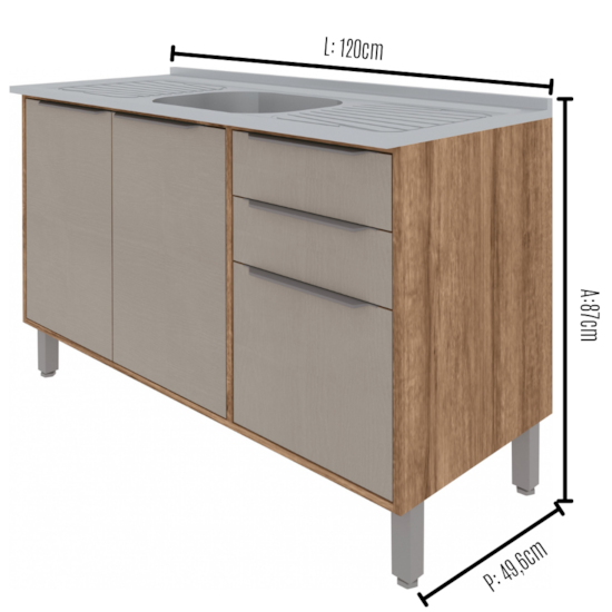 Balcão 120Cm Lavinia Moveis Sul Amêndoa Niágara Balcão 120Cm Lavinia Moveis Sul Amêndoa Niágara