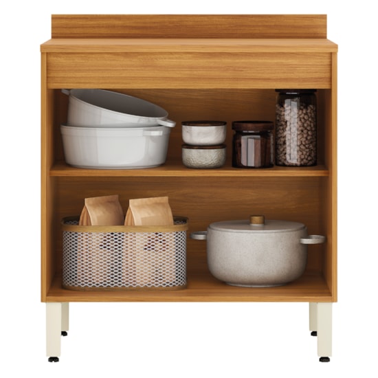 Balcão 2 Portas 80Cm Plena Demobile Cinamomo Nude Prime