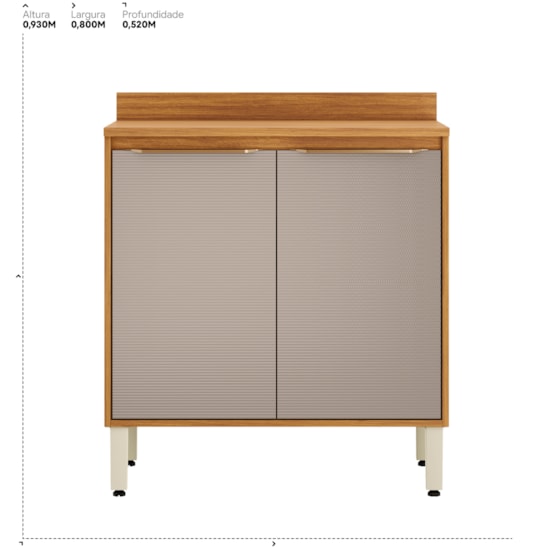 Balcão 2 Portas 80Cm Plena Demobile Cinamomo Nude Prime
