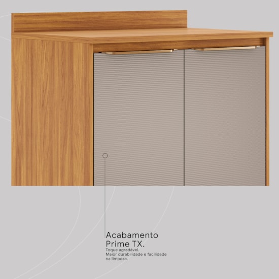 Balcão 2 Portas 80Cm Plena Demobile Cinamomo Nude Prime