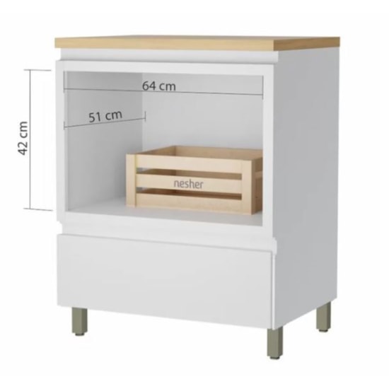 Balcão 70Cm Forno Rainha Nesher Branco Nature