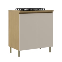 Balcão 80Cm 2 Portas 100% Mdf Florenca Moveis Sul Canary/Off White 