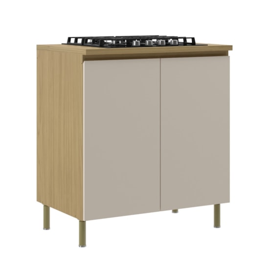 Balcão 80Cm 2 Portas 100% Mdf Florenca Moveis Sul Canary/Off White 