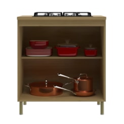 Balcão 80Cm 2 Portas 100% Mdf Florenca Moveis Sul Canary/Off White 