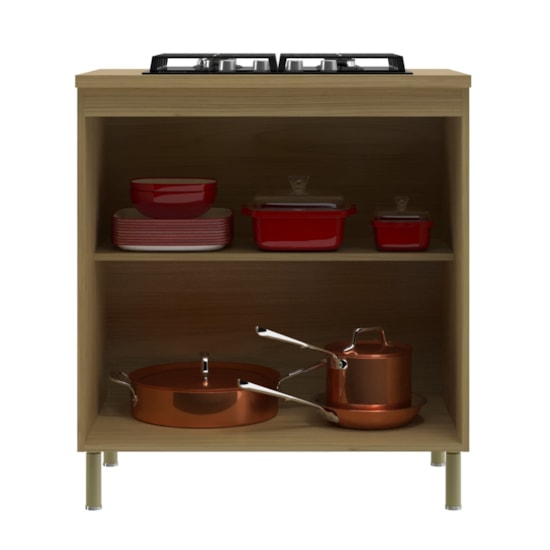 Balcão 80Cm 2 Portas 100% Mdf Florenca Moveis Sul Canary/Off White 