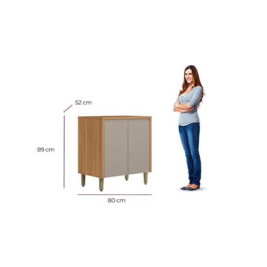 Balcão 80Cm Allure Linea Brasil Jequitiba/Gris Fosco