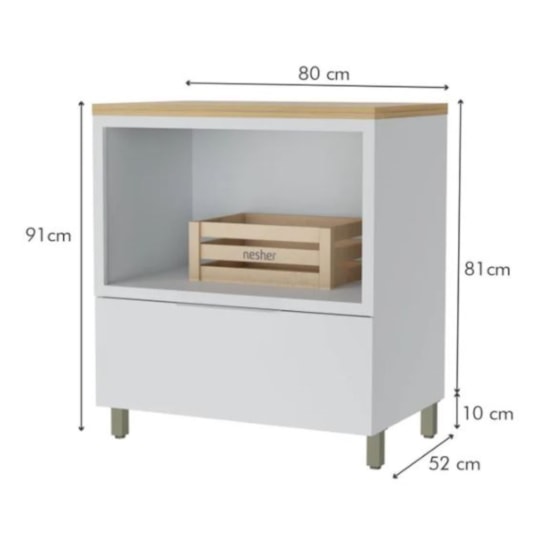 Balcão 80Cm Forno Marquesa Nesher Branco Nature