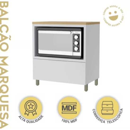 Balcão 80Cm Forno Marquesa Nesher Branco Nature