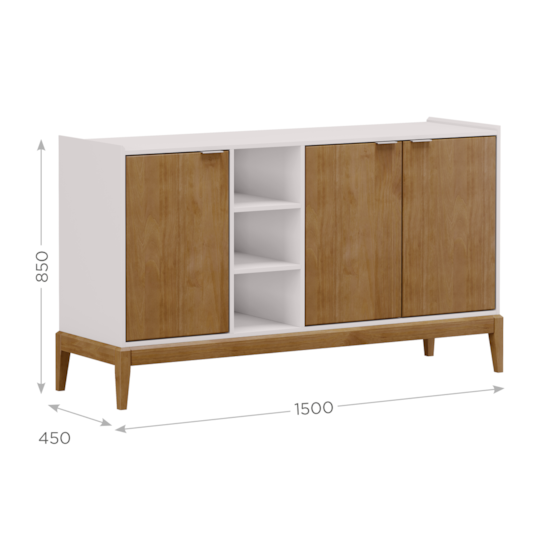 Balcão Buffet Milão 3P 100% Mdf Finestra Off White Freijó Balcão Buffet Milão 3P 100% Mdf Finestra Off White Freijó