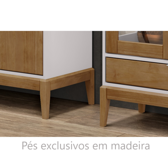 Balcão Buffet Milão 3P 100% Mdf Finestra Off White Freijó