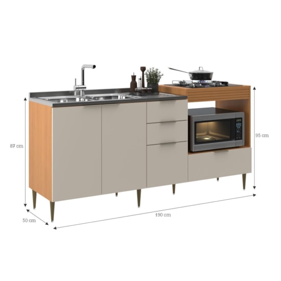 Balcao Cooktop 4 Em 1 Alice 190Cm Angelin Off White