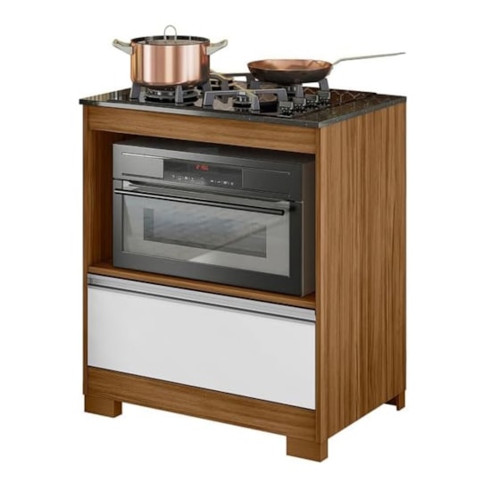 Balcão Cooktop Nt3110 Notável Freijó Trend Branco