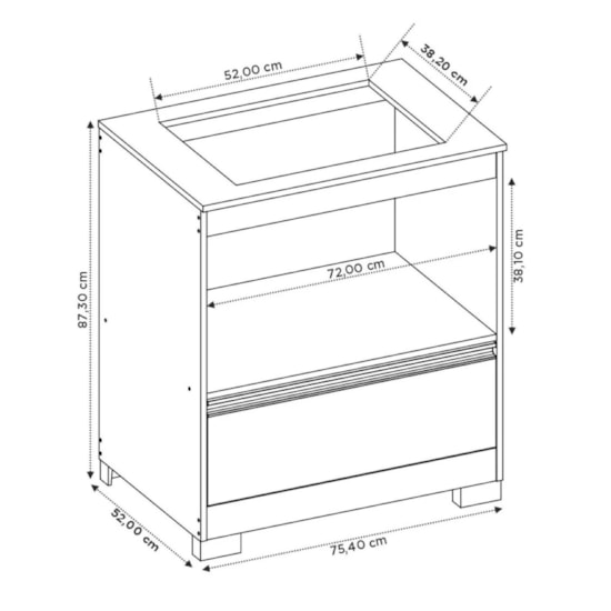 Balcão Cooktop Nt3110 Notável Freijó Trend Branco Balcão Cooktop Nt3110 Notável Freijó Trend Branco