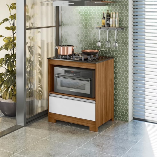 Balcão Cooktop Nt3110 Notável Freijó Trend Branco