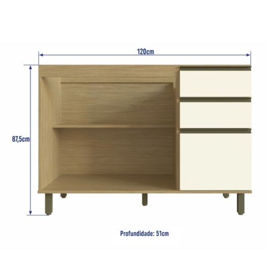 Balcão De Pia 120Cm Nova Dubai Louro Freijo Champan Balcão De Pia 120Cm Nova Dubai Louro Freijo Champan