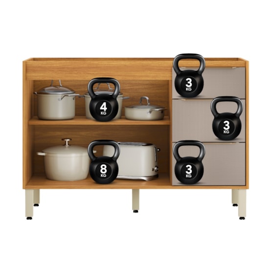 Balcao De Pia 120Cm Plena Demobile Cinamomo Nude Prime