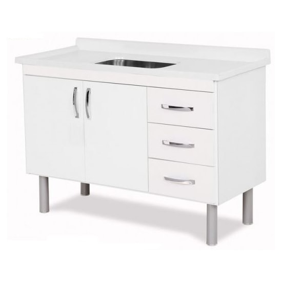 Balcão De Pia Tóquio 116,2 Cm Madeira Branco Balcão De Pia Tóquio 116,2 Cm Madeira Branco