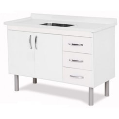 Balcão De Pia Tóquio 116,2 Cm Madeira Rorato Branco