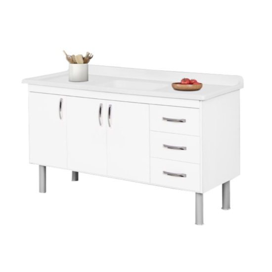 Balcao De Pia Tóquio 144,2 Cm Madeira Rorato Branco