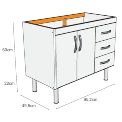 Balcão De Pia Tóquio 95,2 Cm Madeira Branco