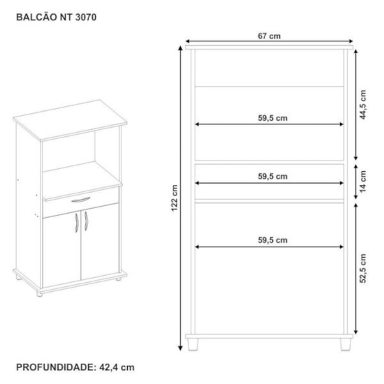Balcão Forno E Micro Nt3070 Notável Freijó Trend Branco