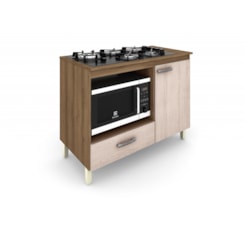 Balcão Multiuso Cooktop Roma Moveis Sul Amendoa Nature