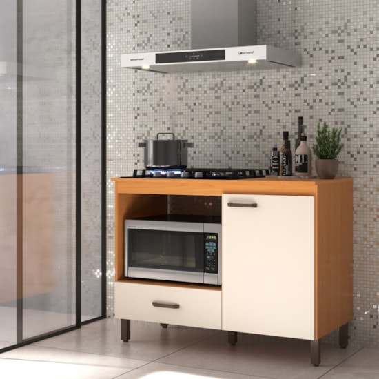 Balcão Multiuso Cooktop Roma Moveis Sul Angelin Off White