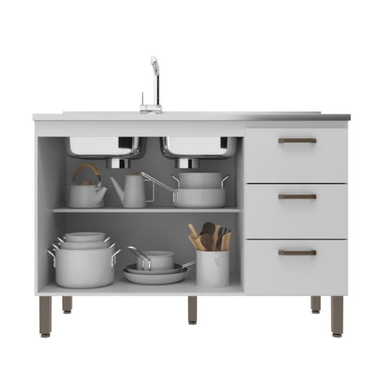 Balcao Para Pia 120Cm Firenze Moveis Sul Branco Balcao Para Pia 120Cm Firenze Moveis Sul Branco