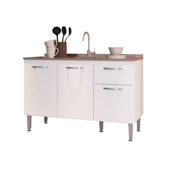 Balcão Para Pia De Cozinha 1,20 Metros Light Irm Branco