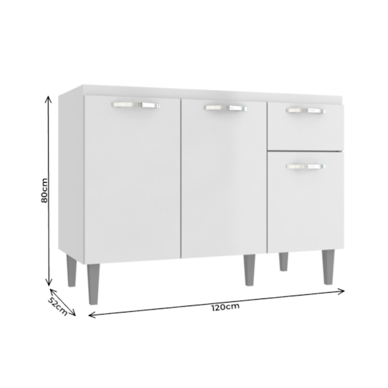 Balcão Para Pia De Cozinha 1,20 Metros Light Irm Branco