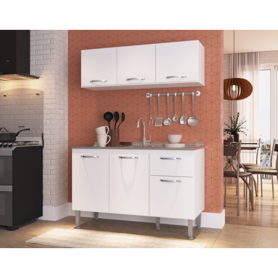 Balcão Para Pia De Cozinha 1,20 Metros Light Irm Branco