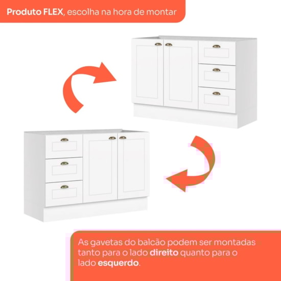 Balcão Pia 1,20 Metros Americana Henn Branco