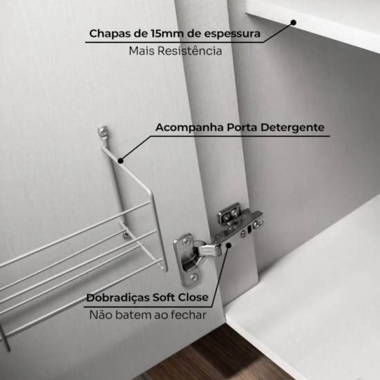 Balcão Pia 1,20 Metros Americana Henn Branco