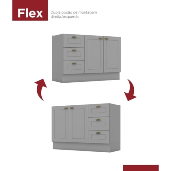 Balcão Pia 1,20 Metros Americana Henn Cinza