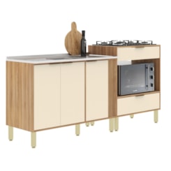 Balcão Pia E Cooktop 4 Em 1 2 Mts Karen Nogal Off White Balcão Pia E Cooktop 4 Em 1 2 Mts Karen Nogal Off White