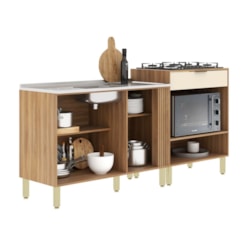Balcão Pia E Cooktop 4 Em 1 2 Mts Karen Nogal Off White Balcão Pia E Cooktop 4 Em 1 2 Mts Karen Nogal Off White