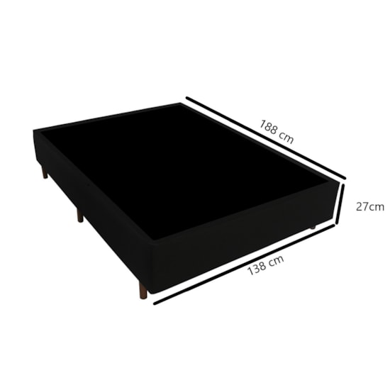 Base Box Casal Universal Suede Liso 138X188x27cm Gazin Preto