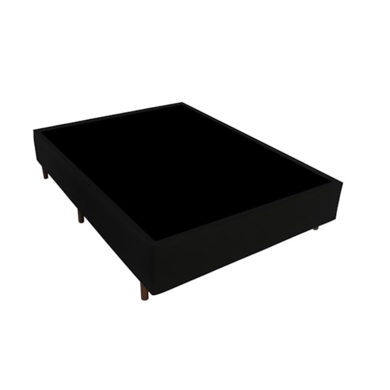 Base Casal Universal Suede Liso 138X188x27cm Gazin Preto