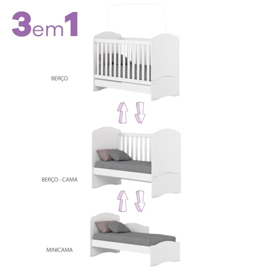 Berço Mini Cama Bala De Menta Henn Branco