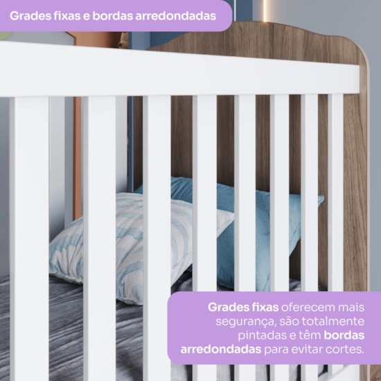 Berço Mini Cama Bala De Menta Henn Rustico/Branco Berço Mini Cama Bala De Menta Henn Rustico/Branco