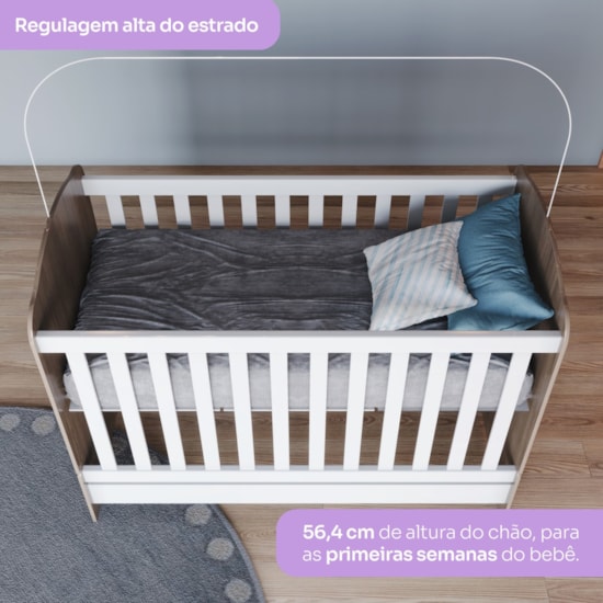Berço Mini Cama Bala De Menta Henn Rustico/Branco Berço Mini Cama Bala De Menta Henn Rustico/Branco