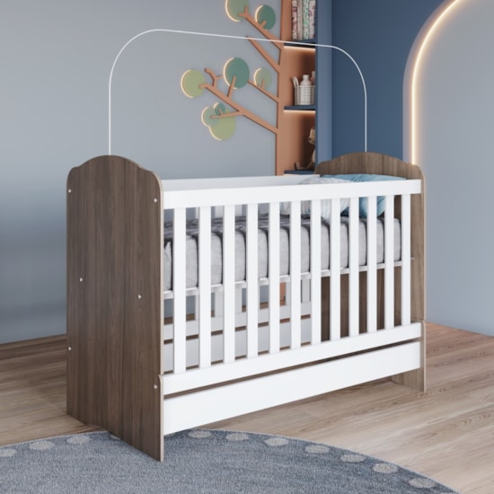 Berço Mini Cama Bala De Menta Henn Rustico/Branco