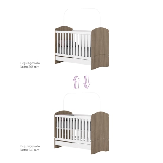 Berço Mini Cama Bala De Menta Henn Rustico/Branco Berço Mini Cama Bala De Menta Henn Rustico/Branco