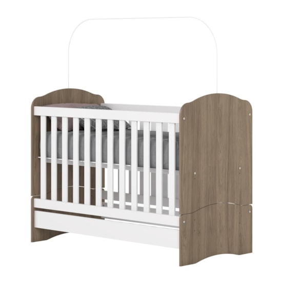 Berço Mini Cama Bala De Menta Henn Rustico/Branco Berço Mini Cama Bala De Menta Henn Rustico/Branco