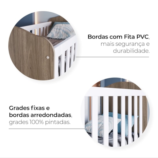Berço Mini Cama Bala De Menta Henn Rustico/Branco Berço Mini Cama Bala De Menta Henn Rustico/Branco